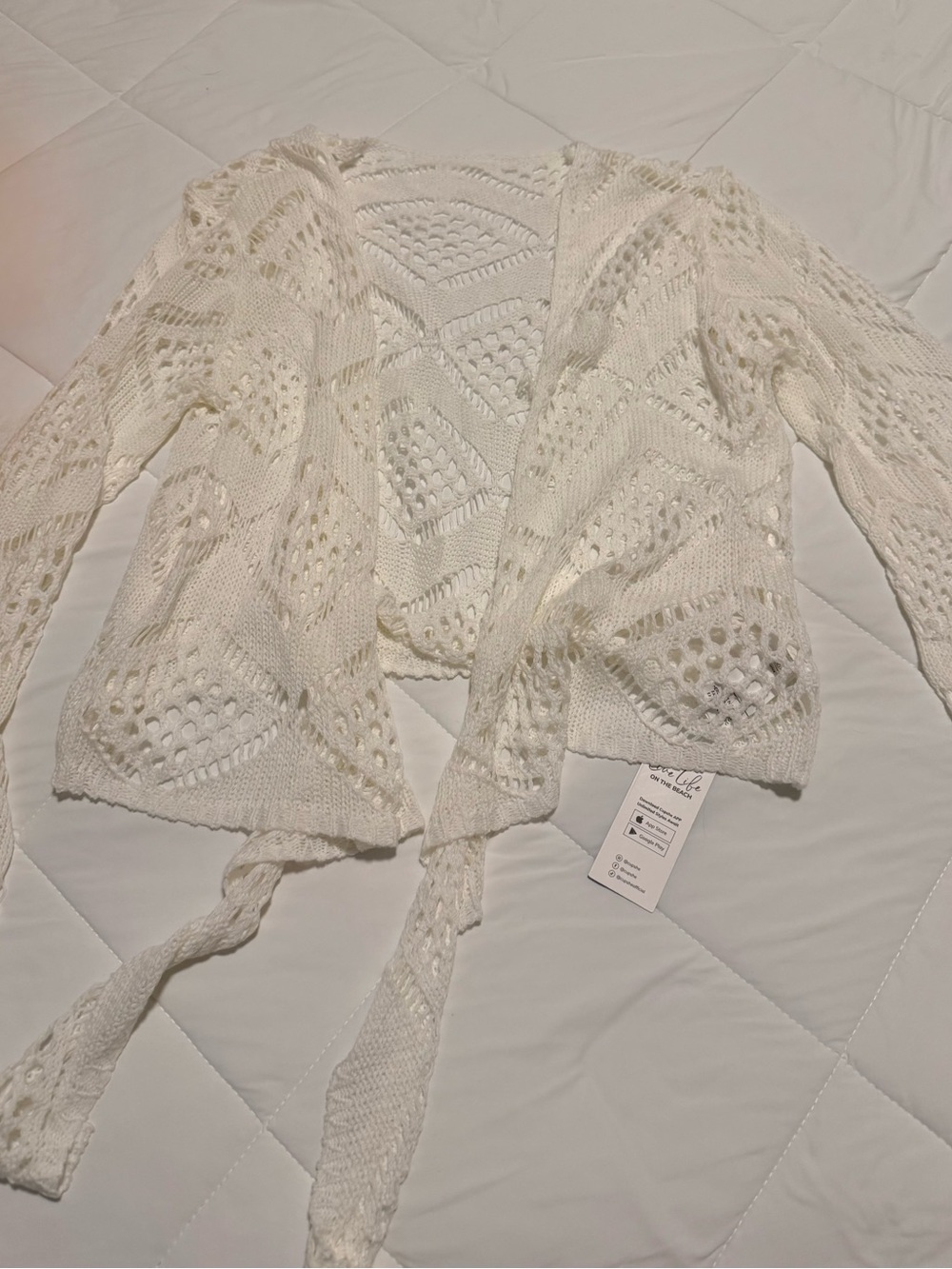 Cupshe Open-Knit Tie-Front Swim Coverup - Cream